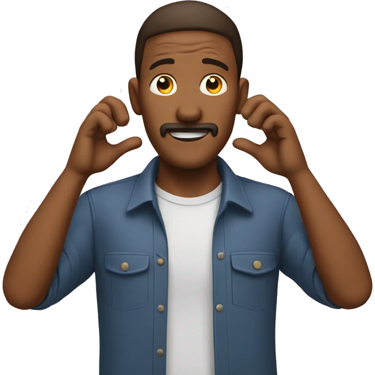 man covening ears with hands  emoji