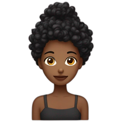 Fille noir au cheveux bouclés long emoji