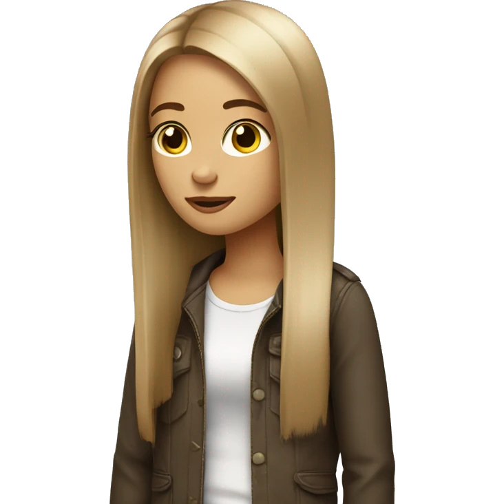 A girl with straight dirty blonde to light brown long hair emoji