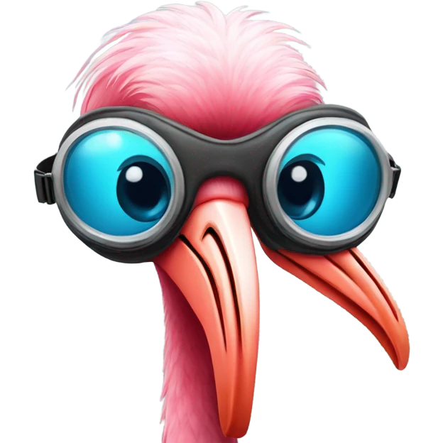 flamingo with goggles emoji