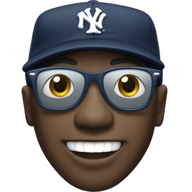 Happy face with sunglasses  and yankee jersey emoji