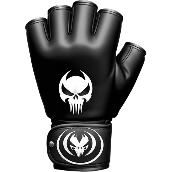 MMA Venom glove object icon, black fingerless fighting glove, glossy venom texture cartoon, mobile game icon style, centered, soft shadow, clean background. Black and white color scheme, venom symbiote style. emoji