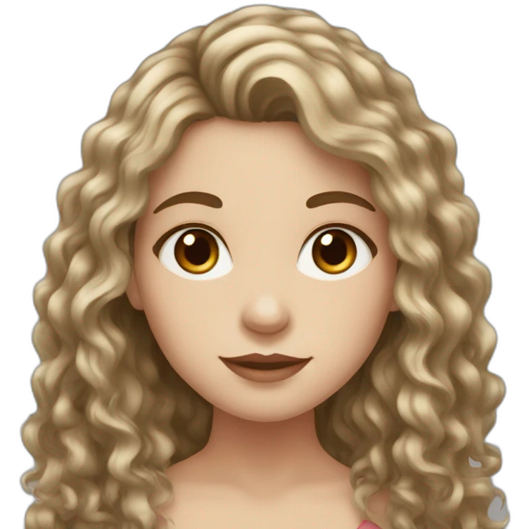 White girl with dark brown curly long hair emoji