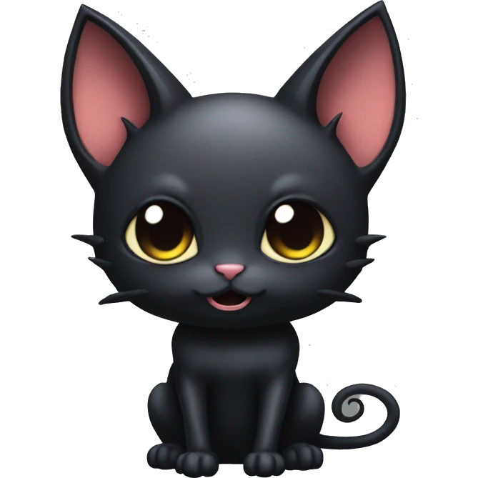 Black edgy kawaii cartoon bat-cat-Fakémon emoji