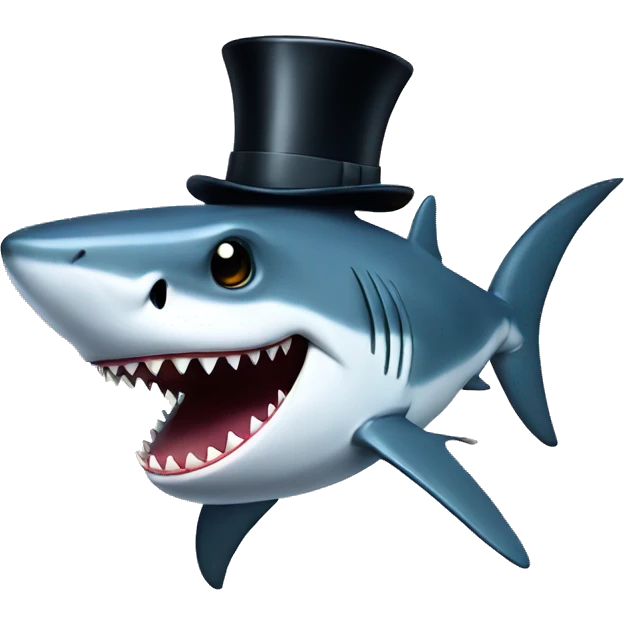 Shark with a top hat emoji