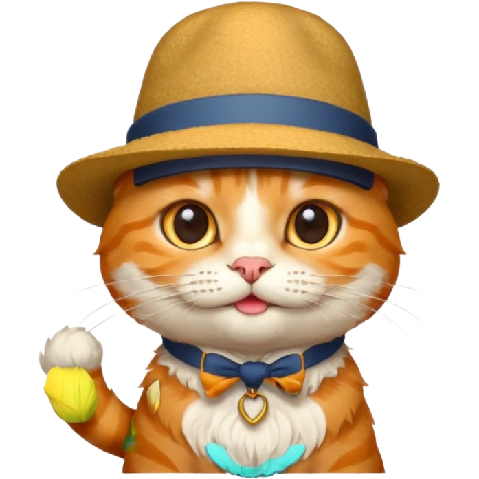 A cat with a hat and mustash  emoji