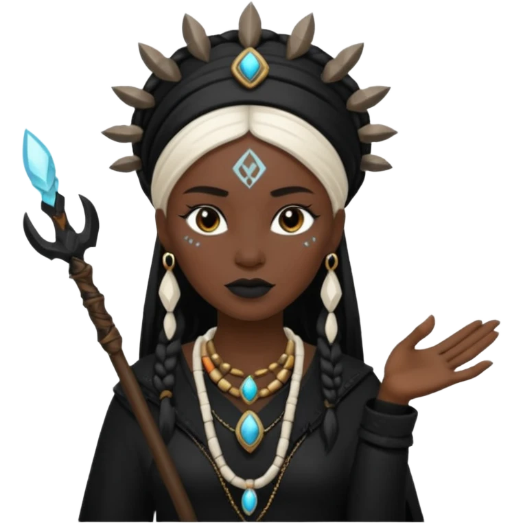 white shaman woman black clothes black accesories  emoji