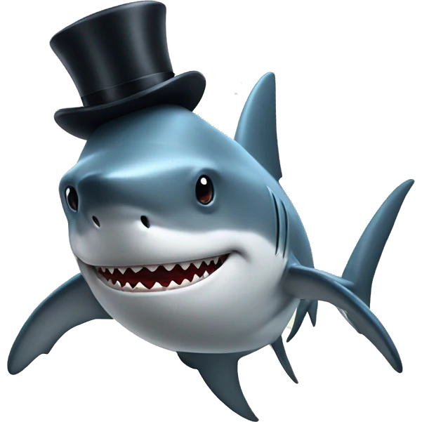 Shark with a top hat emoji