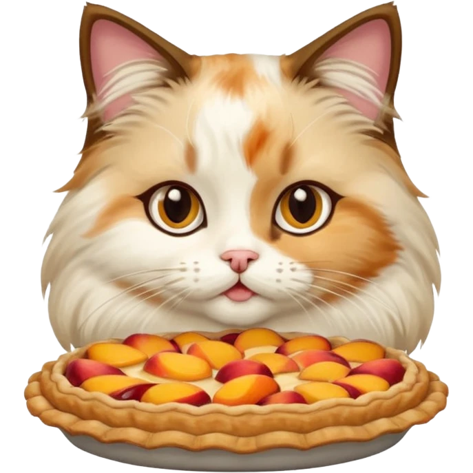 Ragdoll cat eating peach pie emoji