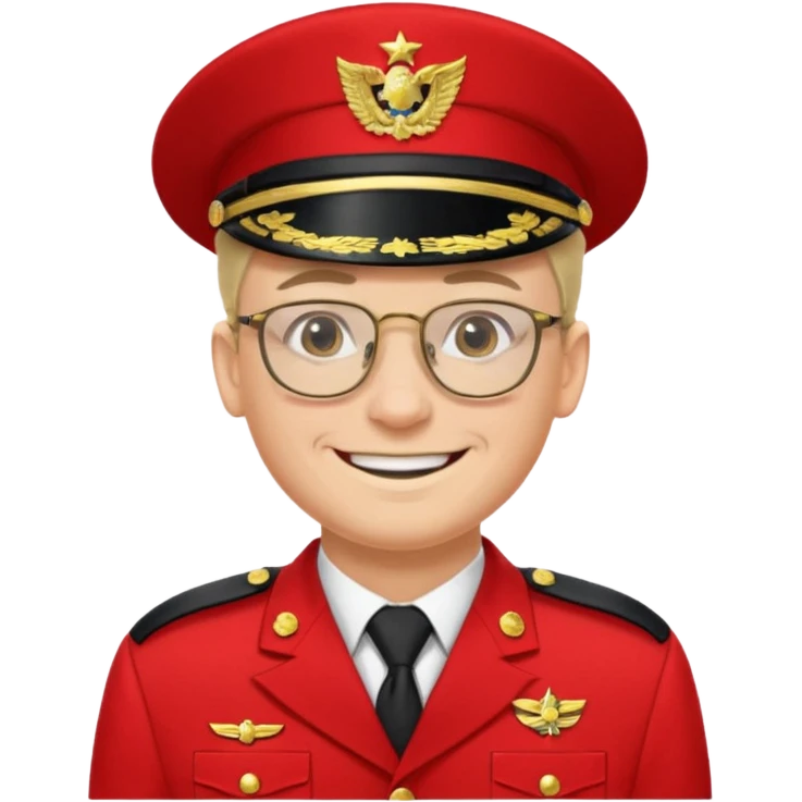 Smiling military man with glasses in red uniform emoji