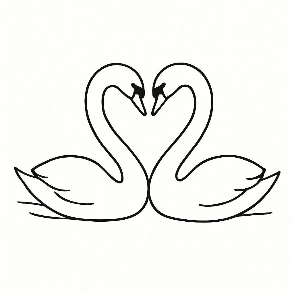 minimalist style two swans forming a heart with their necks emoji