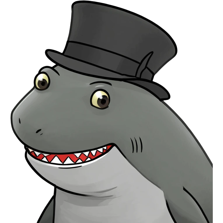 Shark with a top hat emoji