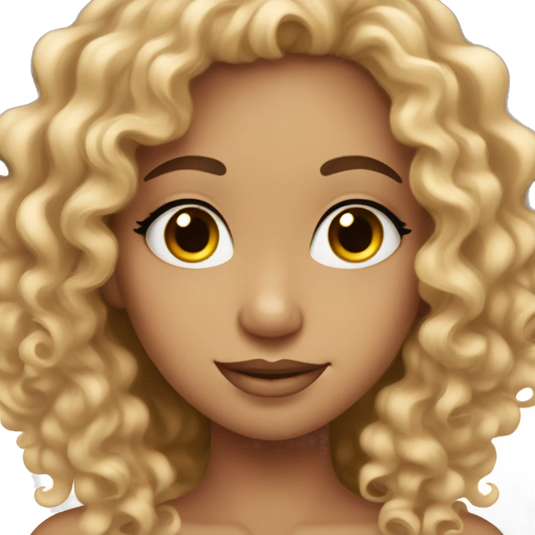 Light skin girl with curly hair with long lashes  emoji