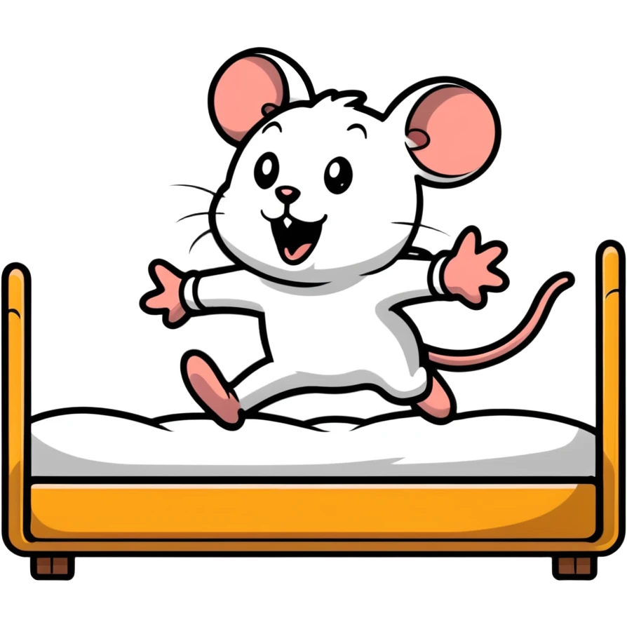 Jerry mouse jumping out of bed with a shocked face emoji