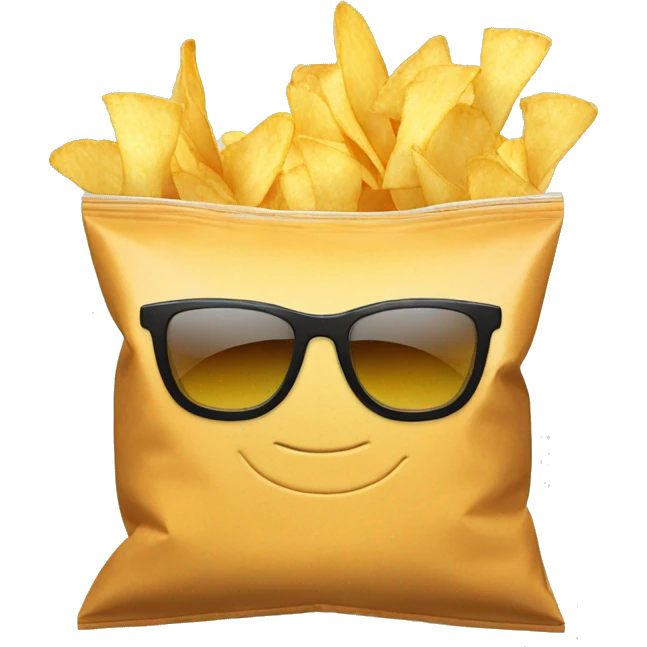 bag of chips with shades on emoji
