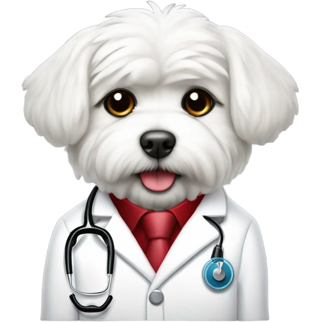 Bichon Maltese working as a doctor emoji