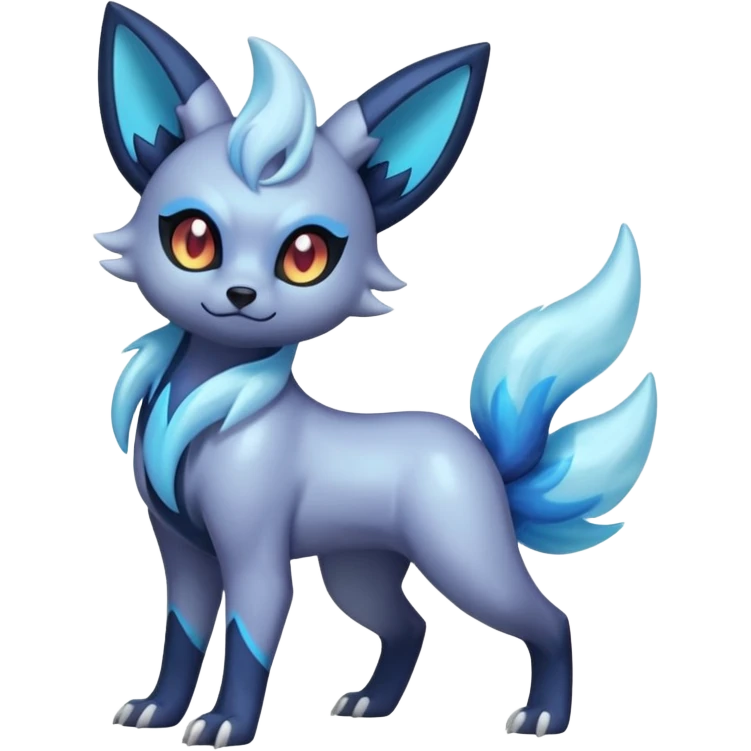 Pastel Shiny Iridescent Bioluminescent Transparent Absol-Zorua-Umbreon-fusion (full body) emoji