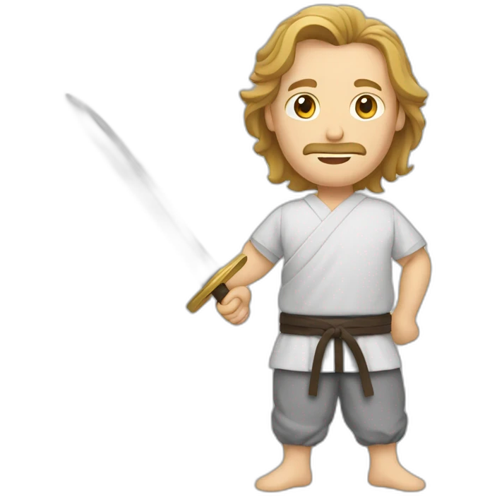 man practicing historical European martial arts with a sword emoji