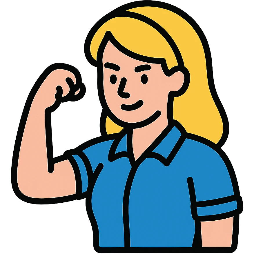 strong blond woman flexing emoji