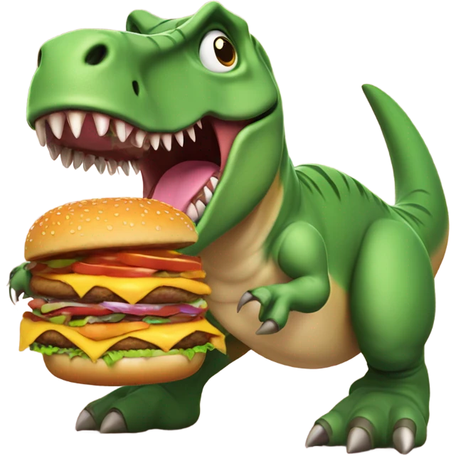 Dinosaur eating a Burger emoji