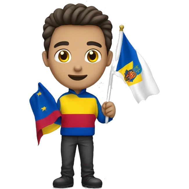 a guy holding moldovan flag in his hand emoji