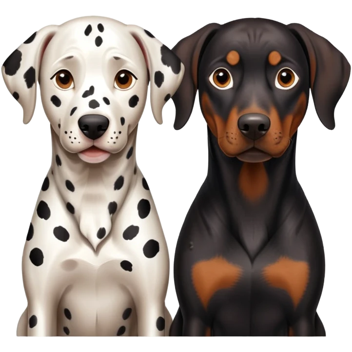2 adults dogs : 1 Dalmatian + 1 dobermann emoji