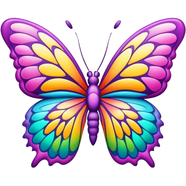 3D, psychedelic colored hippie style butterfly border emoji