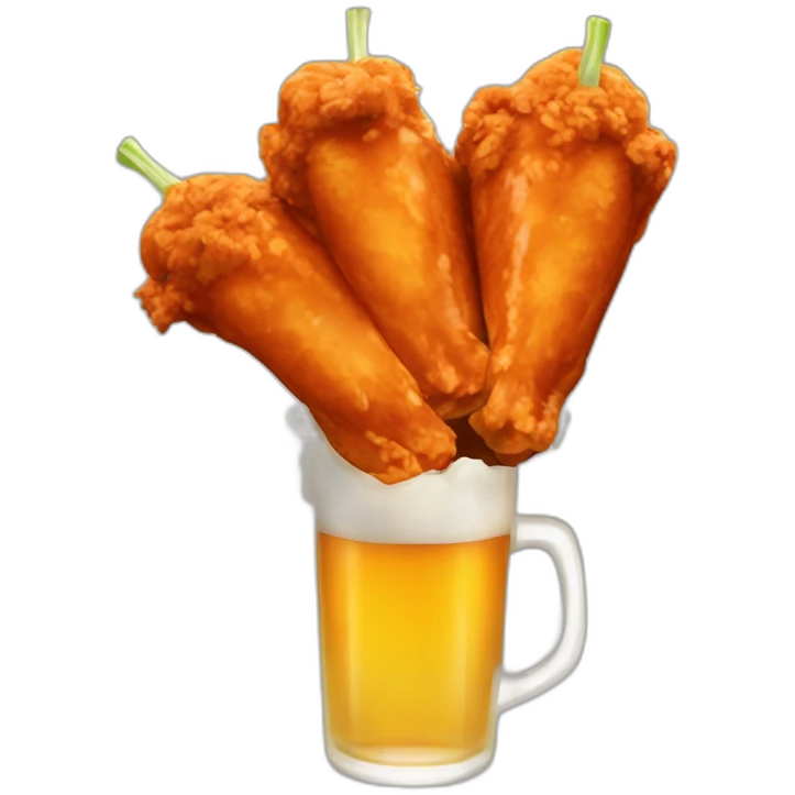 buffalo wings with beer emoji