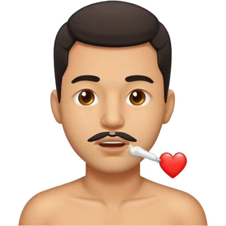Latin man with cum on cheek mouth and chest emoji