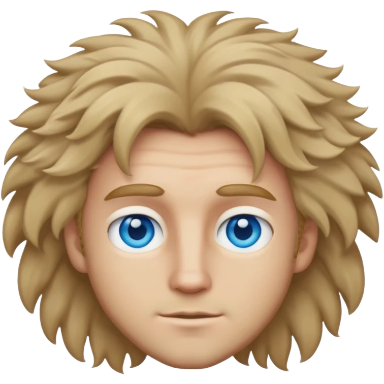 Dark blonde man with blue eyes and fluffy hait emoji