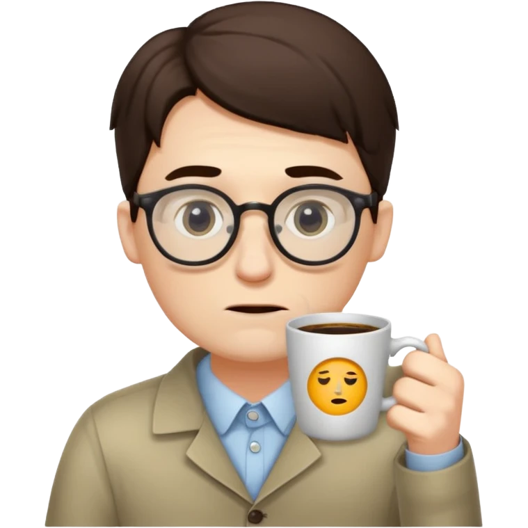tired programmer with dark circles under his eyes drinks coffee emoji