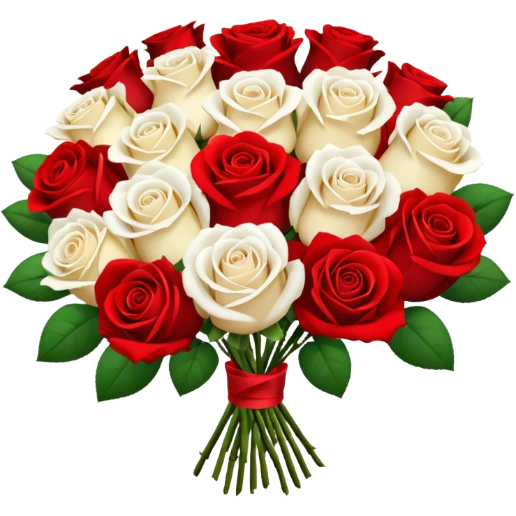 White rose and red rose bouquet emoji
