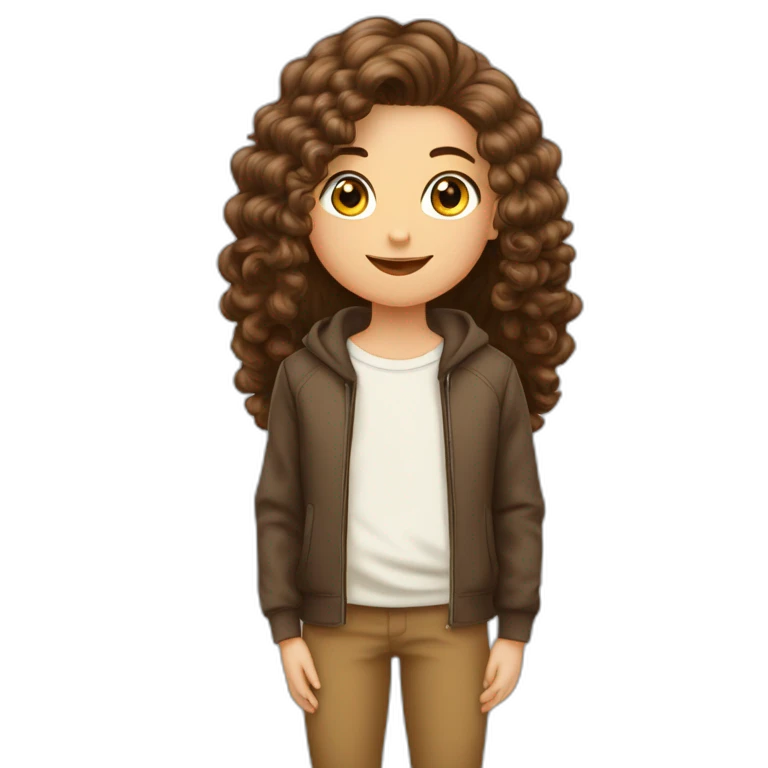 Garçon blanc cheveux marron avec fille marron cheveux long lisse Garçon blanc cheveux marron bouclé couple avec fille marron cheveux long lisse emoji