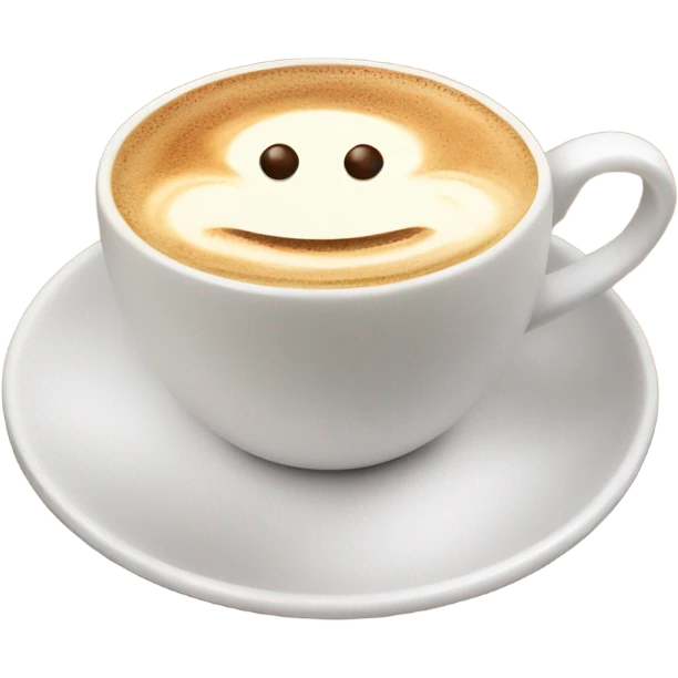 Cappucino in white cup with plate  emoji