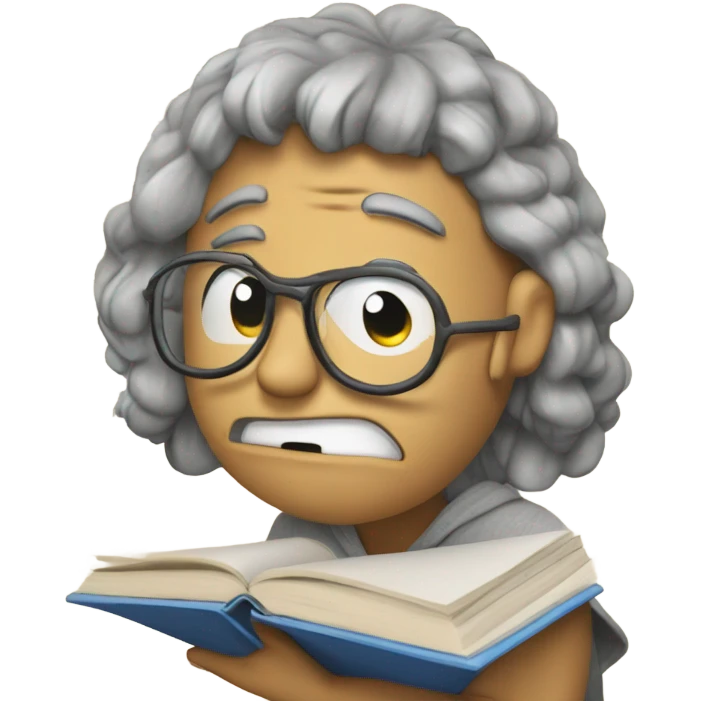 Stressed person with textbooks writing on them emoji