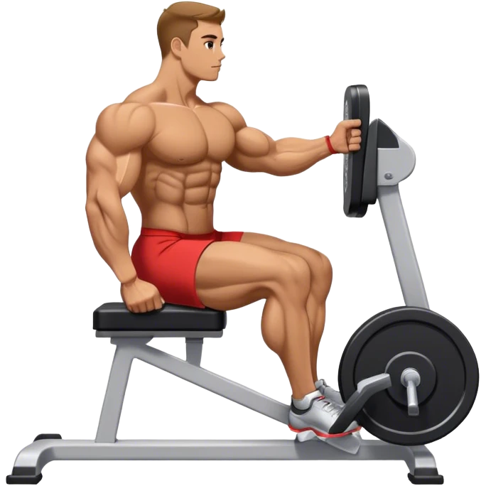 side-view bodybuilder seated weighted calf-raise machine lower leg exercise emoji