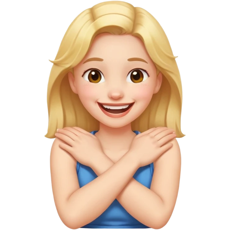 arms crossed holding neck laughing girl  emoji
