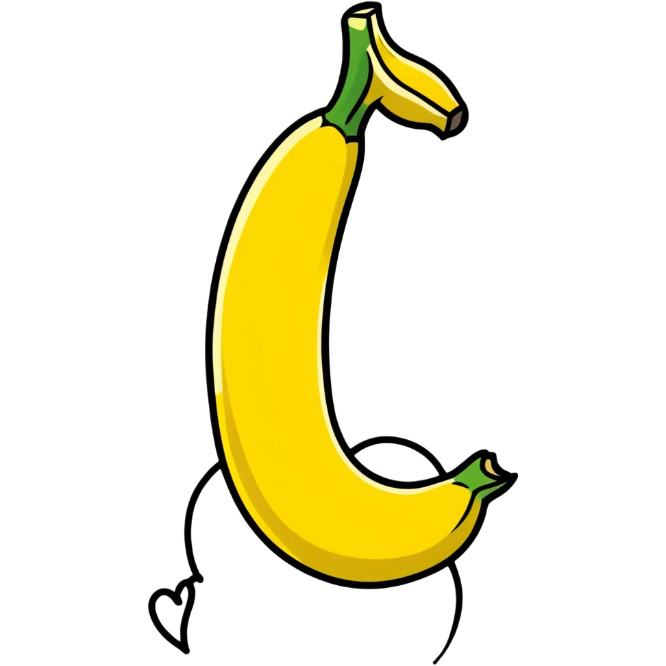 peeled banana with two hands forming a heart shape around it emoji