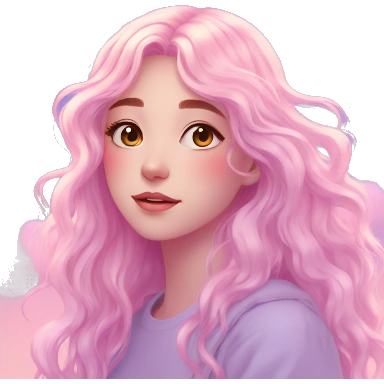 Dreamy pretty shiny colorful girl in nature pastelcore kawaii aesthetic emoji
