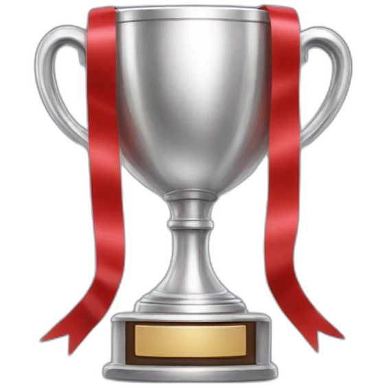 silver football cup with two red ribbons emoji