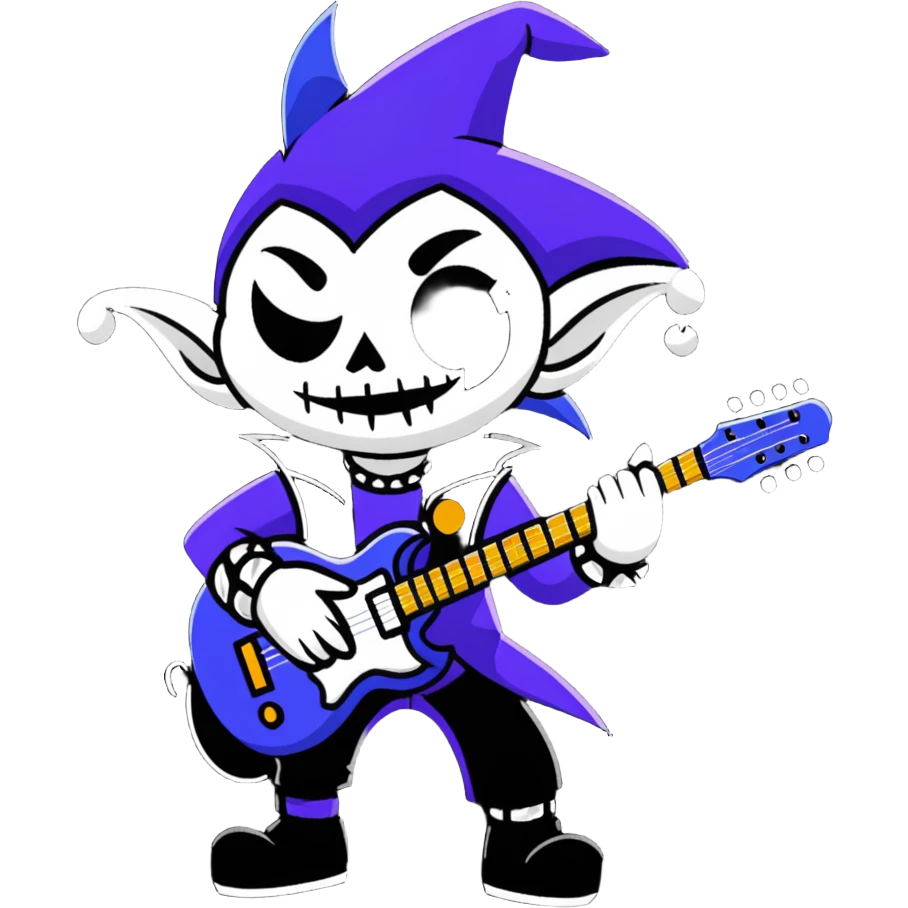 Punk rock jester with guitar and gothic style emoji