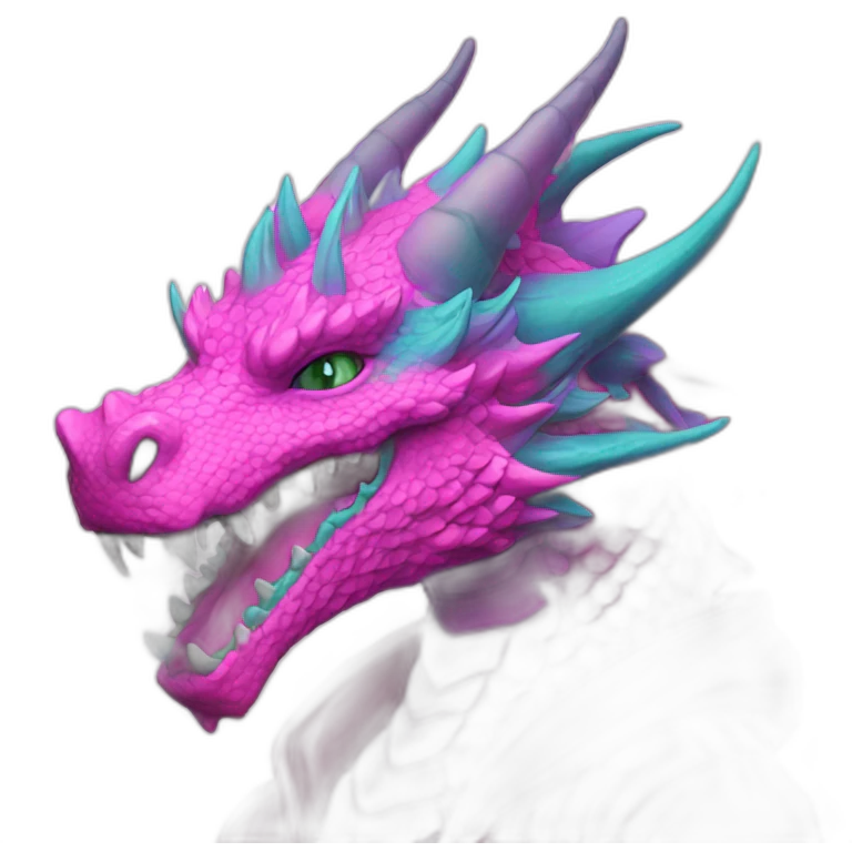 Vaporwave Dragon with tattoos wearing hoodie emoji