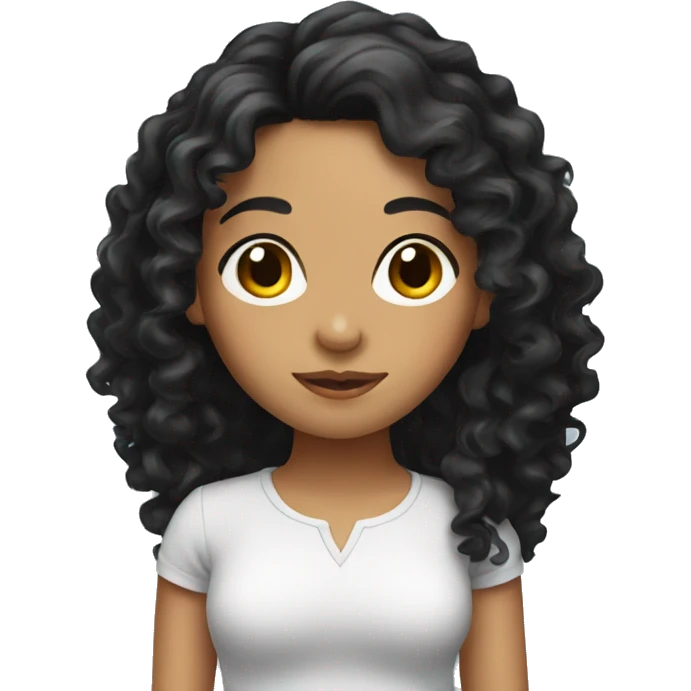 latin girl with a long black curly hair  emoji