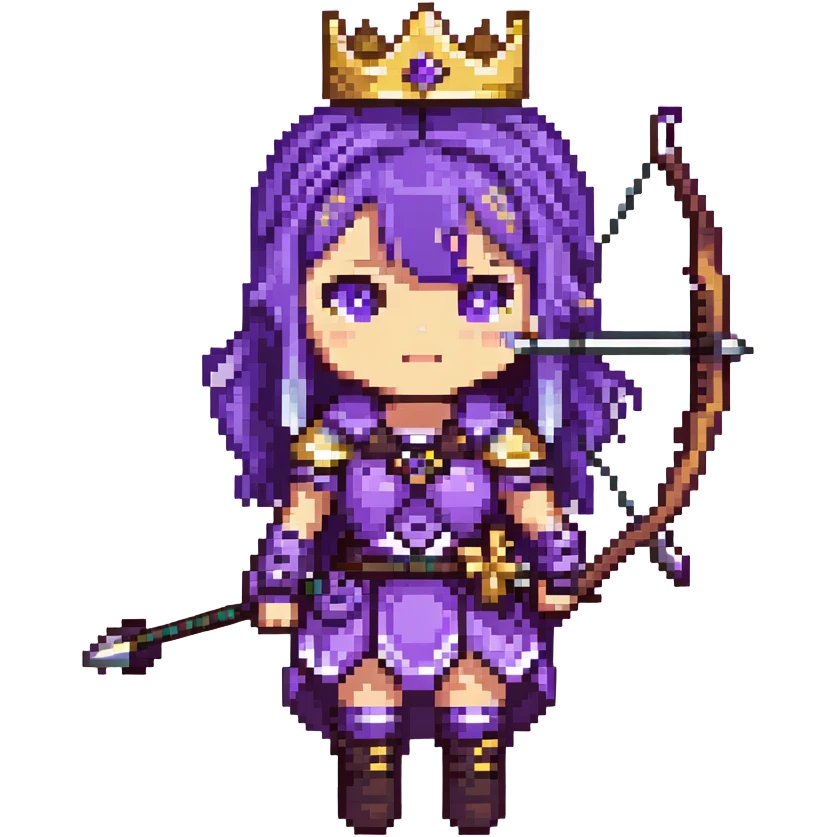 Archer Queen from Clash of Clans with purple hair, crown, bow and arrow, purple outfit emoji