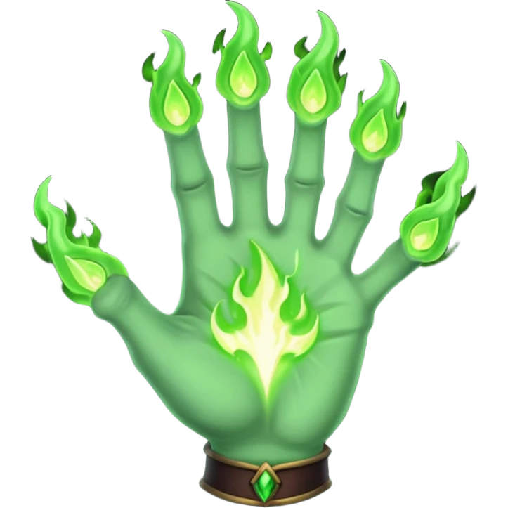 world of warcraft warlock hand with green fire emoji