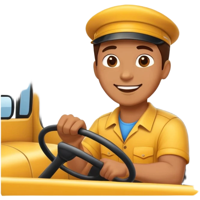 Happy school bus driver driving in the morning  emoji