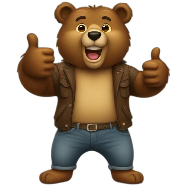 a bear doing thumbs up emoji