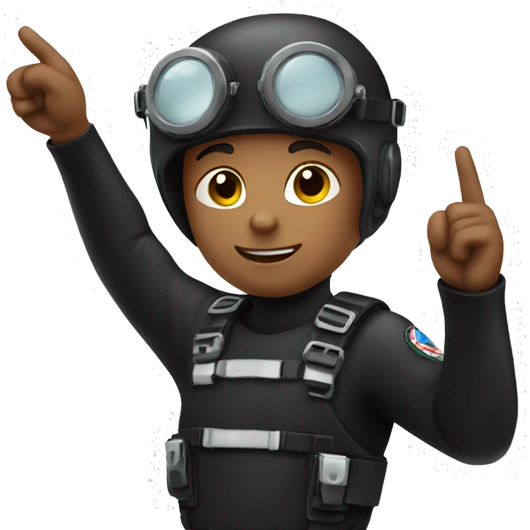 boy in black diver pointing emoji