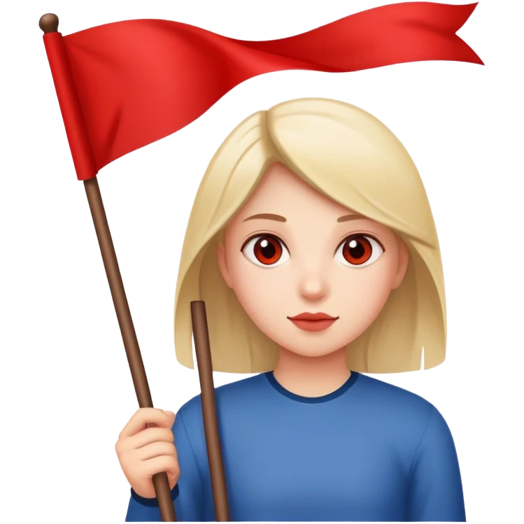 girl holding a red flag emoji