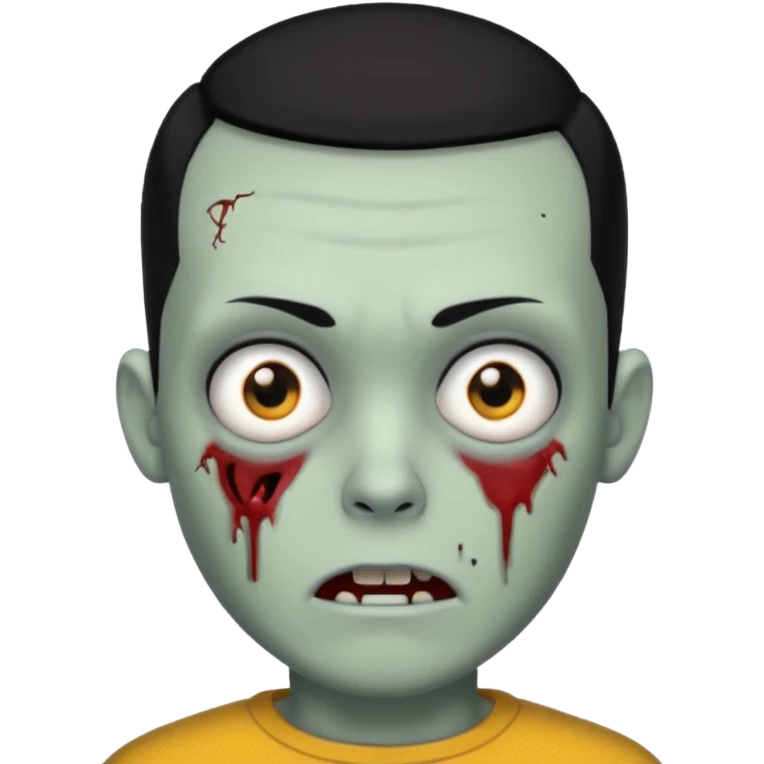 Zombie with buzz cut and black hair emoji